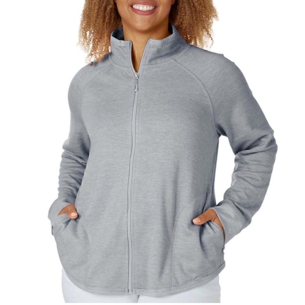 CORAL BAY | light gray white athletic zip up M